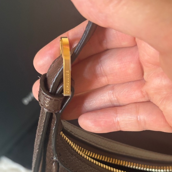 DeMellier Dark Brown Suede Hobo Shoulder Bag with Gold Padlock. Siena Hobo bag. - Picture 4 of 16